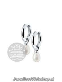 Zilveren klap creolen met Parel 13.22205