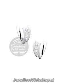 Zilveren Fantasie Oorknoppen Mat Glanzend met Zirkonia