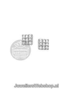 Zilveren oorknoppen zirkonia vierkant