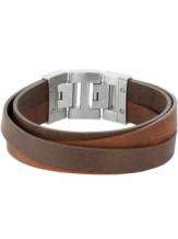 Leren armband Dacaya Cross Roads Camel Brown 20mm F100720