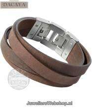 Leren armband Dacaya Cross Roads Brown 20mm F100220