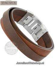 Leren armband Dacaya Cross Roads Camel Brown 20mm F100720