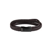 Aze Jewels Iron Three String Brown-on-Black Armband 19,5 cm AZ-BL002-C-195