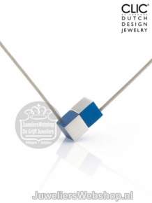 C205B Clic Collier kubus blauw