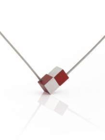 Clic collier staaldraad met aluminium rood