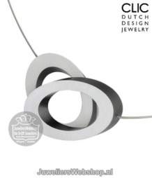 clic c70c collier ovaal zilver zwart