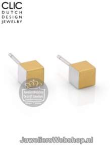 Clic )28G oorknop kubus mat goud