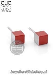 Clic O28R oorknop kubus mat rood