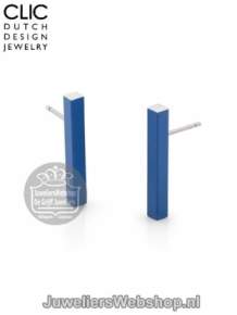 clic 026b oorknoppen staaf blauw mat