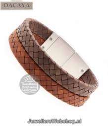 dacaya leren armband f118720 bruin-cognac 20mm