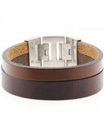 Dacaya F120220 armband twee kleuren bruin