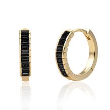 Sparkling Jewels Baguette Creolen verguld Huggies Horizontal CZ EAG23-CZ02