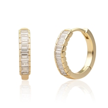 Sparkling Jewels Baguette Creolen verguld Huggies Horizontal CZ EAG23