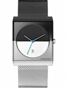 jj515 jacob jensen herenhorloge staal bicolor zwart zilver