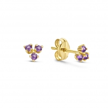 Jackie Gold Triangle Amethyst Studs JKE20.018