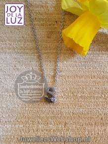 Joy de la Luz initials ketting met hanger S met zirconia