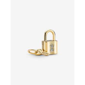 Pandora bedel Silver Goldplated Padlock and Key Charm 760088C01