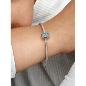 Pandora clip Silver Teal Pavé 791817MCZ