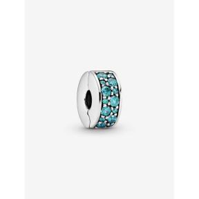 Pandora clip Silver Teal Pavé 791817MCZ