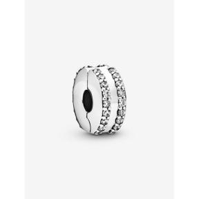 Pandora clip Silver Pavé Dubbele Lijn 798422C01