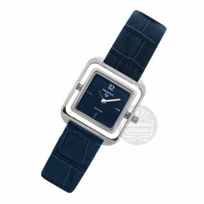 Prisma Dameshorloge Anna Square P.2411 saffier zwart leer