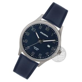 Prisma Herenhorloge P1406 Titanium leer blauw