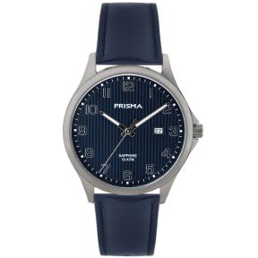 Prisma Herenhorloge P1406 Titanium leer blauw