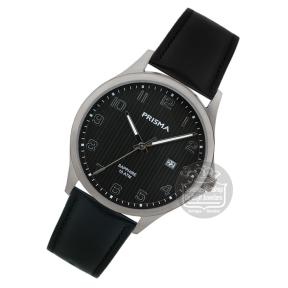 Prisma Herenhorloge P1407 Titanium leer zwart