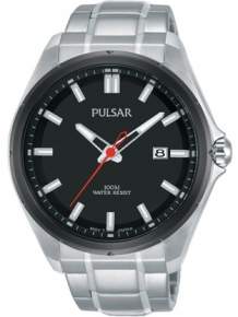 pulsar herenhorloge ps9551x1 staal met zwarte wijzerplaat