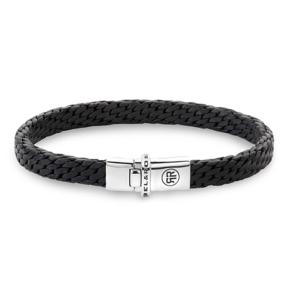 rebel&rose armband woven small leer Zwart RR-L0159-S-M 19cm