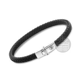 rebel&rose armband Xtra Small Braided leer zwart RR-L0174-S-M 17,5
