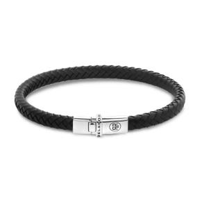 rebel&rose armband Xtra Small Braided leer zwart RR-L0174-S-M 17,5