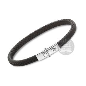rebel&rose armband Xtra Small Braided leer Bruin RR-L0175-S-L 19cm