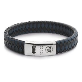 rebel & rose Braided Flat 925 Black Blue armband RR-L0177-S-L