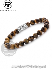 Rebel & Rose armband Tiger Lilly RR-80042-S-M 17,5cm bruin