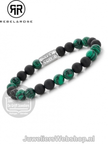 Rebel & Rose armband Matt Malachite Twist RR-80068-S-L 19cm