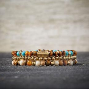 Rebel & Rose Armband RR-40063-G-S Mix Tiger Turquoise 16,5cm