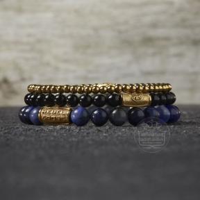 Rebel & Rose armband Midnight Blue Gold RR-80094-G-M 17.5 cm