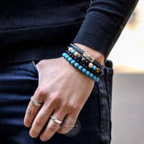 rebel & rose Single Stranded Black Grey armband rr-l0144-s-m