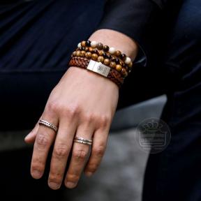 rebel & rose braided raw Matt Cognac armband rr-l0158-s-l