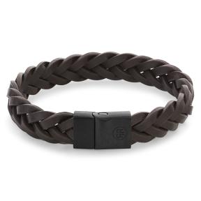 rebel & rose Full Metal Braided brown black armband RR-M0029-B-L