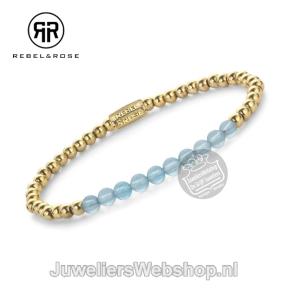 Rebel & Rose Armband RR-40137-G-S Blue Sky meets Yellow Gold 16,5cm