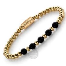 Rebel & Rose Armband RR-60080-G-S Yellow Gold meets Black Madonna 16,5cm