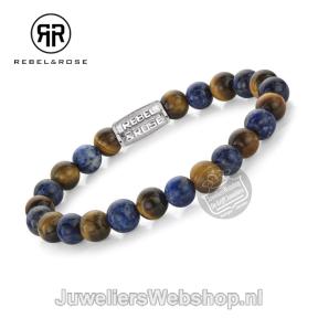 Rebel & Rose Armband RR-80109-S-L Mix Tiger Lapis 19cm