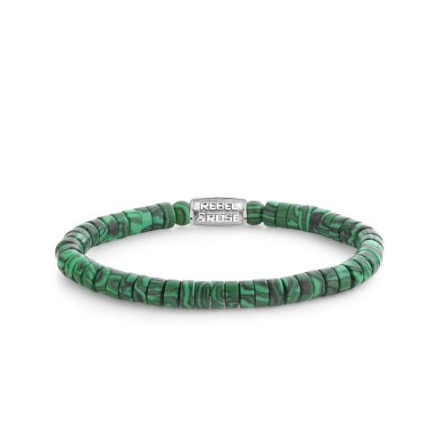 Rebel & Rose armband Slices Malachite Green RR-60093-S-M 17,5cm