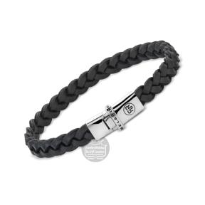 rebel&rose armband Small Braided leer zwart RR-L0170-S-L 19cm