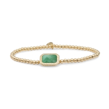 Sparkling Jewels Green Aventurine Baguette verguld Armband SB-G-3MM-BAG29