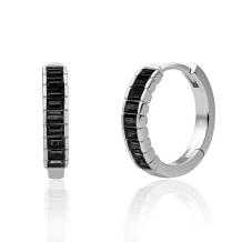 Sparkling Jewels Baguette Creolen Silver Huggies Horizontal CZ EAS23-CZ02