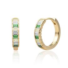 Sparkling Jewels Baguette Creolen verguld Huggies Green CZ EAG23-CZ03