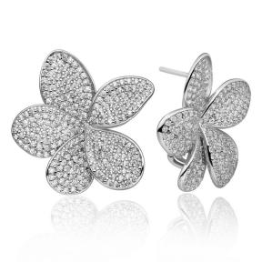 Sparkling Jewels Oorstekers Flora CZ Silver EAS38